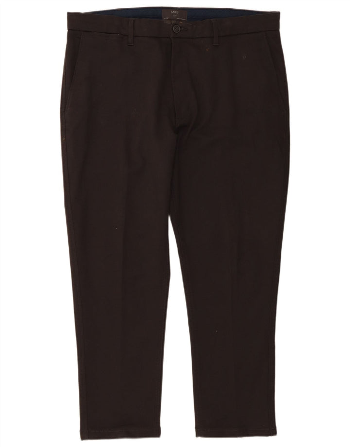 Marks & Spencer Mens Slim Chino Trousers W38 L29 Grey Cotton