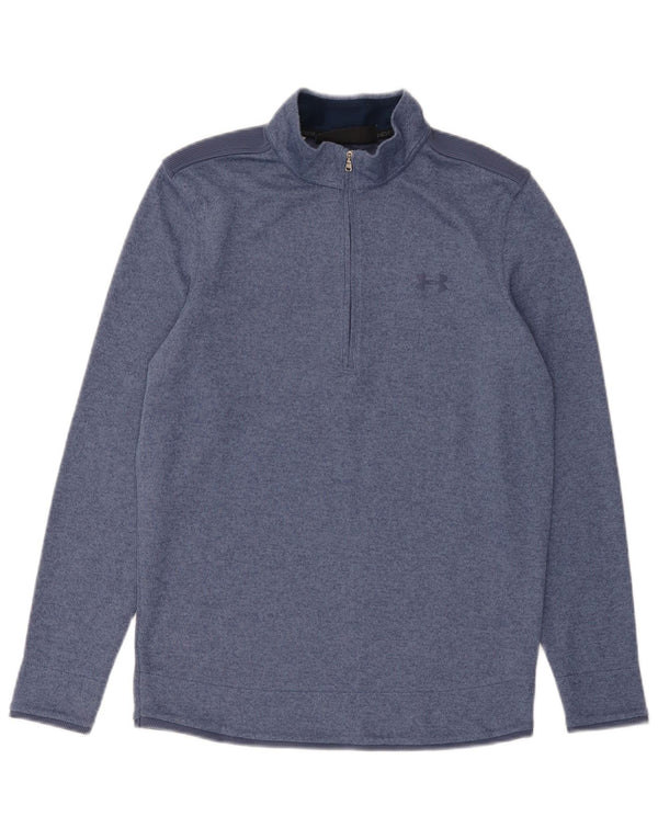 Under Armour Mens Cold Gear Zip Neck Pullover Tracksuit Top Small Blue