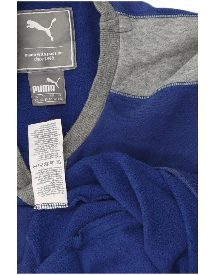 Puma Mens Graphic Sweatshirt Jumper 2XL Blue Colourblock Cotton