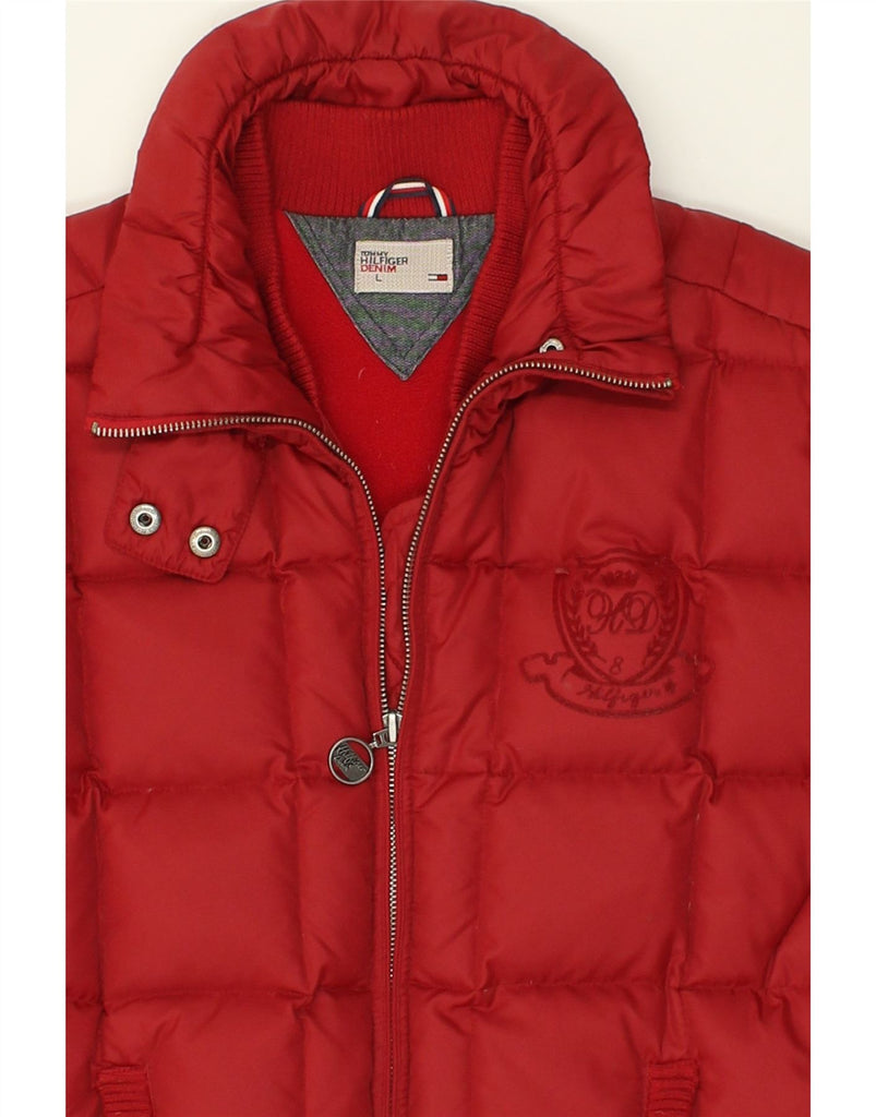 TOMMY HILFIGER Womens Padded Jacket UK 14 Large Red | Vintage Tommy Hilfiger | Thrift | Second-Hand Tommy Hilfiger | Used Clothing | Messina Hembry 