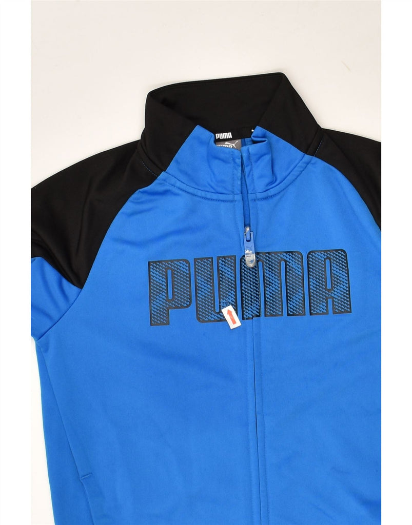 PUMA Boys Graphic Tracksuit Top Jacket 7-8 Years Blue Colourblock | Vintage Puma | Thrift | Second-Hand Puma | Used Clothing | Messina Hembry 