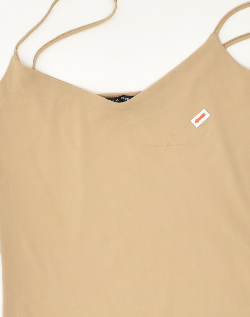 PATRIZIA PEPE Womens Cami Top UK 8 Small Beige Polyacrylic | Vintage Patrizia Pepe | Thrift | Second-Hand Patrizia Pepe | Used Clothing | Messina Hembry 