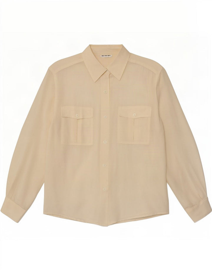 Vintage Womens Shirt Blouse UK 12 Medium Off White Silk