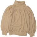 Vintage Womens Roll Neck Jumper Sweater UK 10 Small Beige Argyle/Diamond