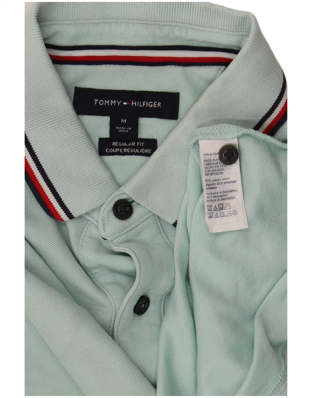 Tommy Hilfiger Mens Regular Fit Polo Shirt Medium Turquoise Cotton