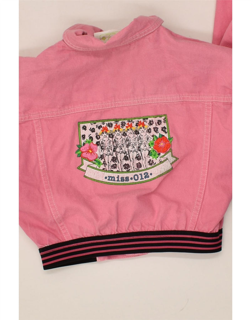 VINTAGE Girls Crop Denim Jacket 10-11 Years Medium Pink Cotton | Vintage Vintage | Thrift | Second-Hand Vintage | Used Clothing | Messina Hembry 