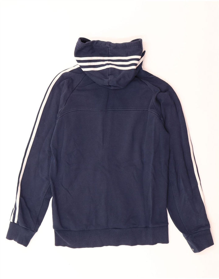 ADIDAS Mens Zip Hoodie Sweater Small Navy Blue Cotton