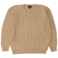 Rifle Mens V-Neck Jumper Sweater Large Beige Cotton