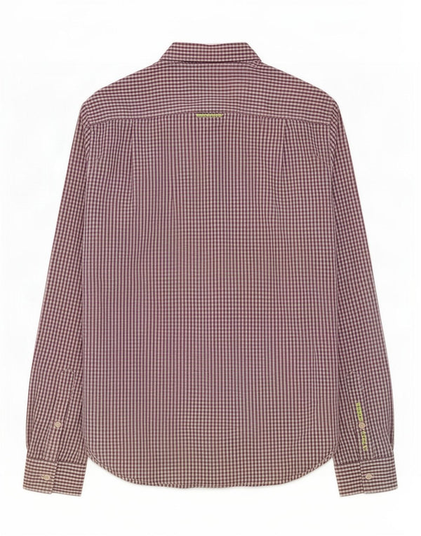 Superdry Mens Shirt Small Purple Gingham Cotton