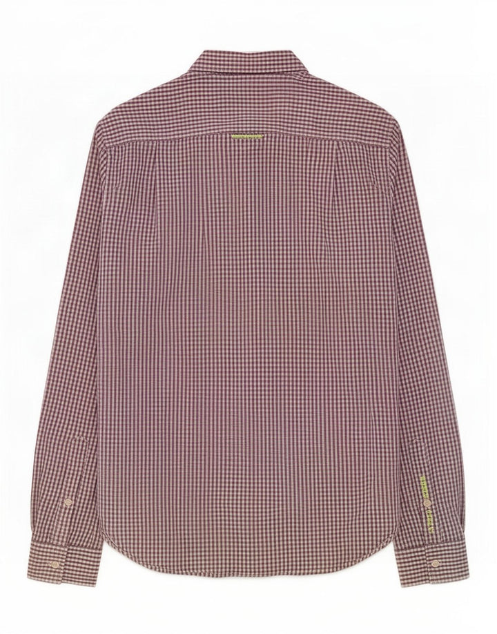 Superdry Mens Shirt Small Purple Gingham Cotton