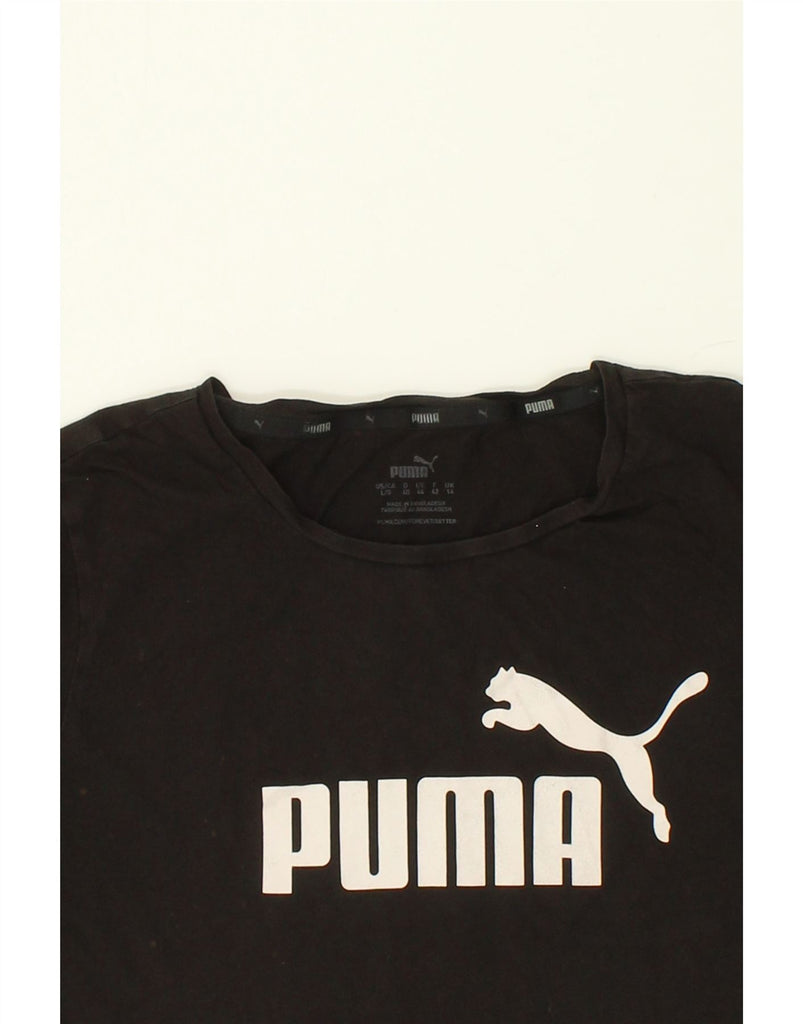 PUMA Womens Graphic T-Shirt Top UK 14 Medium Black Cotton Vintage Puma and Second-Hand Puma from Messina Hembry 