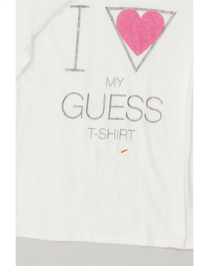 GUESS Girls Graphic Top Long Sleeve 13-14 Years White | Vintage Guess | Thrift | Second-Hand Guess | Used Clothing | Messina Hembry 