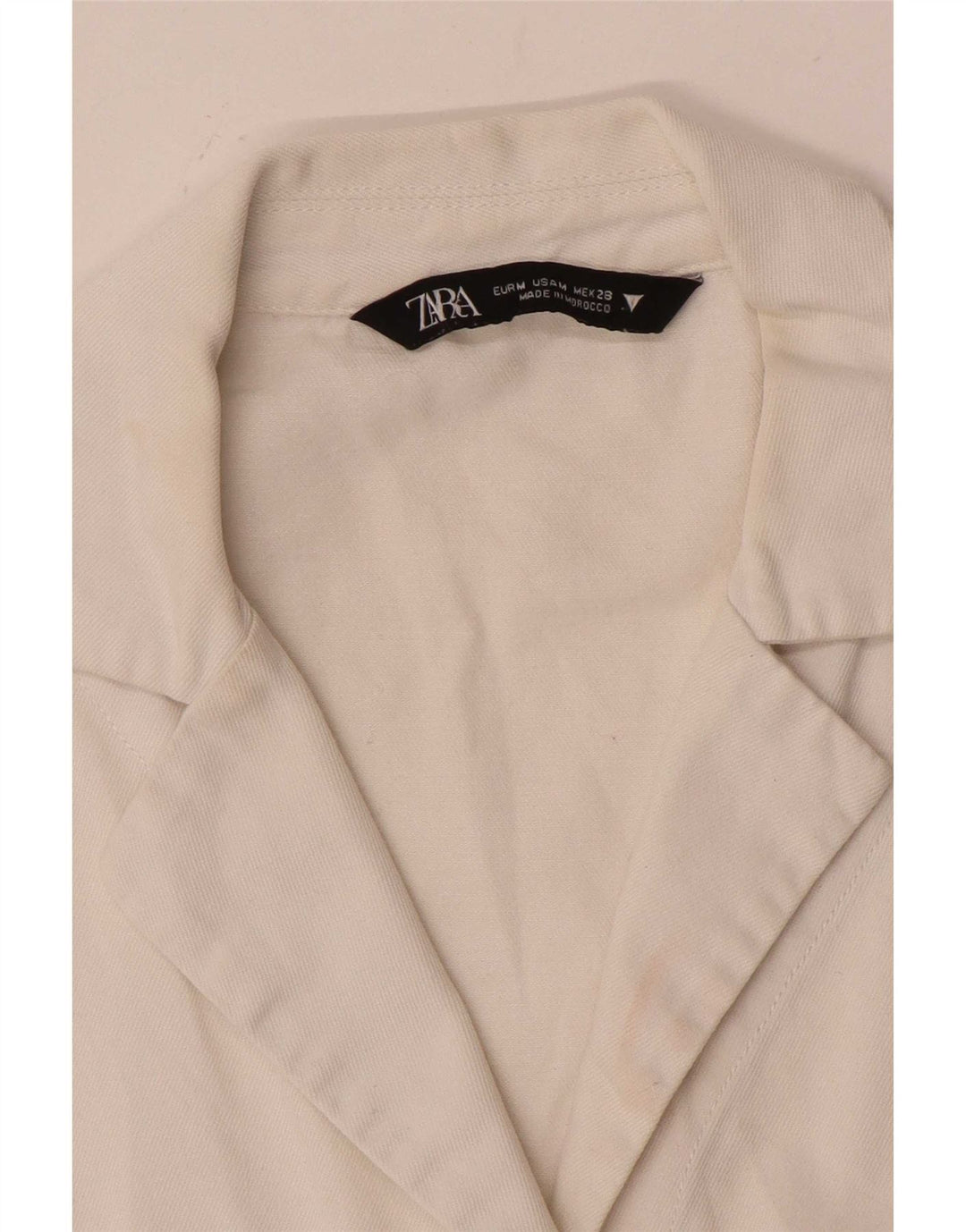 Zara Womens Oversized Crop Short Sleeve Shirt Blouse UK 14 Medium White
