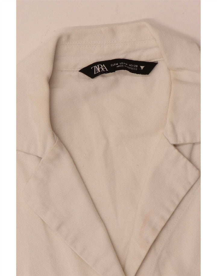 Zara Womens Oversized Crop Short Sleeve Shirt Blouse UK 14 Medium White
