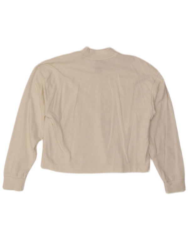 Adidas Womens Crop Oversized Graphic Top Long Sleeve UK 4/6 XS White