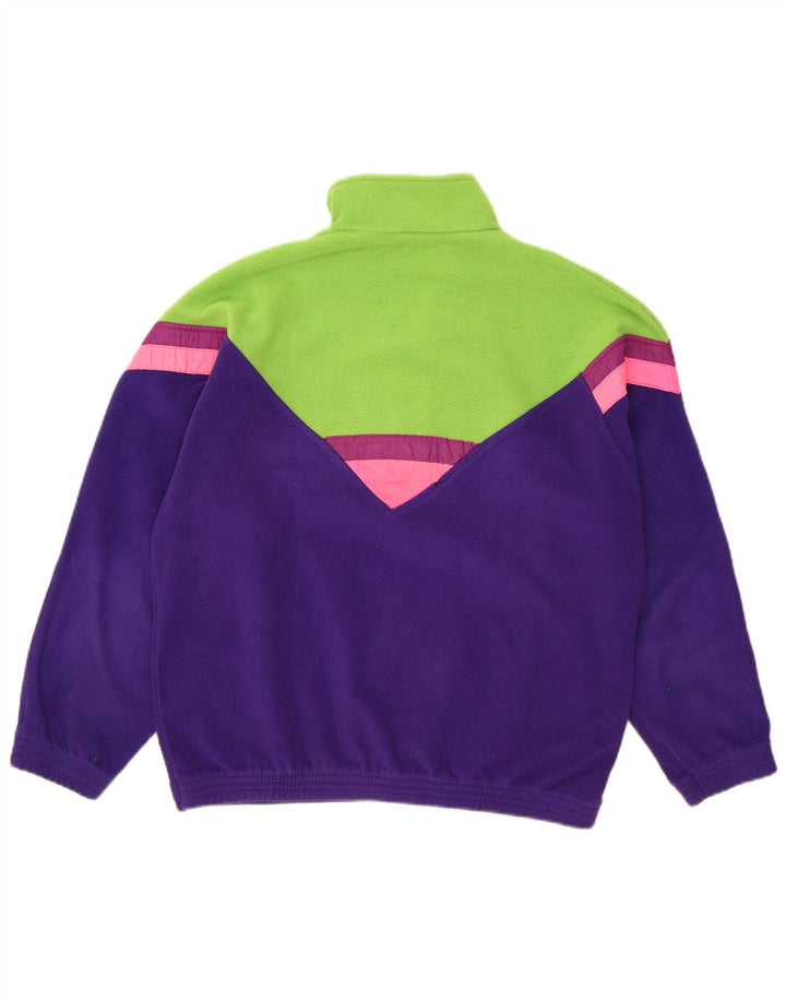 Brugi Mens Zip Neck Fleece Jumper Medium Purple Colourblock Polyester