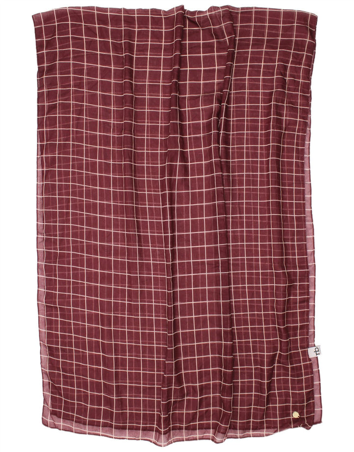 Roccobarocco Womens Rectangle Scarf One Size Maroon Check Classic