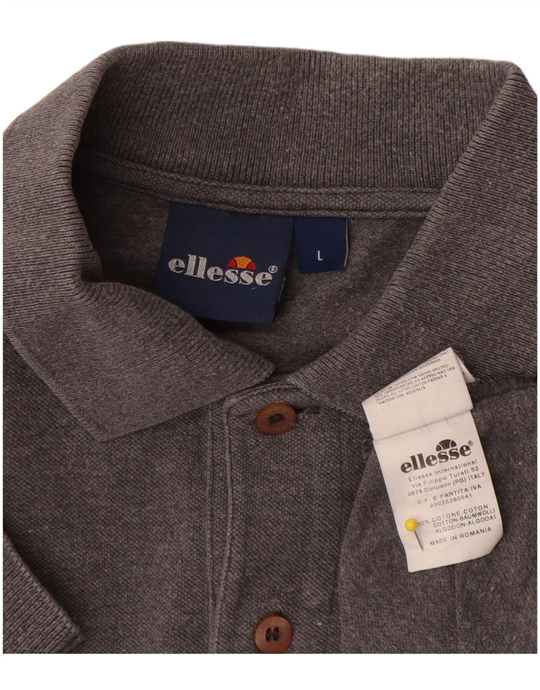 Ellesse Mens Polo Shirt Large Grey Cotton