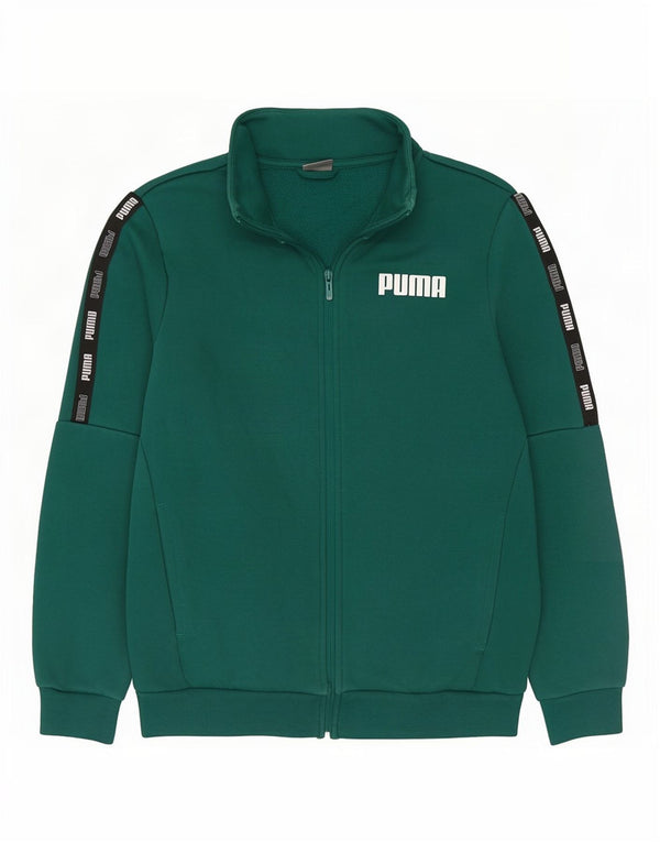 Puma Mens Graphic Tracksuit Top Jacket Medium Green Colourblock Cotton