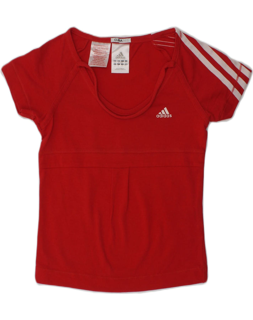 ADIDAS Girls Clima 365 T-Shirt Top 7-8 Years Red Cotton | Vintage Adidas | Thrift | Second-Hand Adidas | Used Clothing | Messina Hembry 