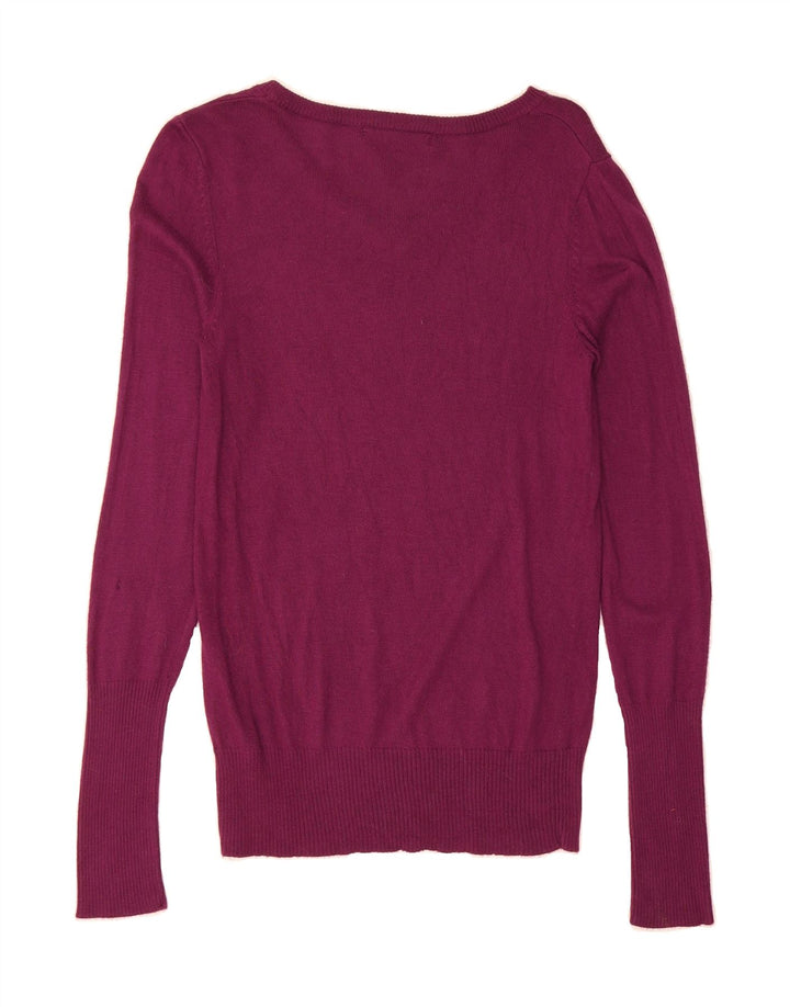 MOSSIMO Womens V-Neck Jumper Sweater UK 10 Small Maroon Nylon Vintage Mossimo and Second-Hand Mossimo from Messina Hembry 