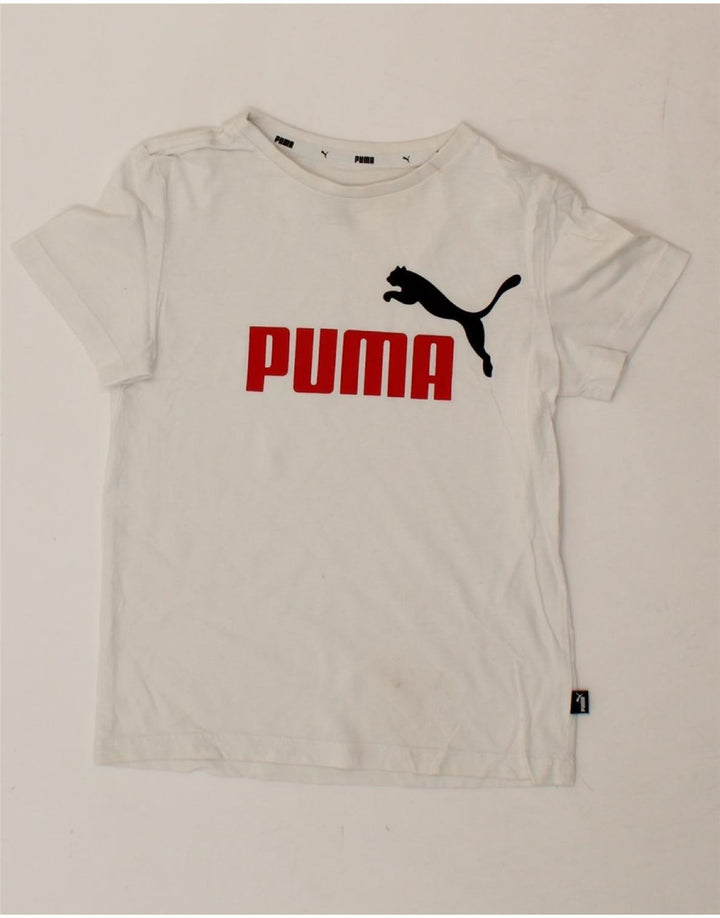 PUMA Boys Graphic T-Shirt Top 7-8 Years Small  White Cotton Vintage Puma and Second-Hand Puma from Messina Hembry 