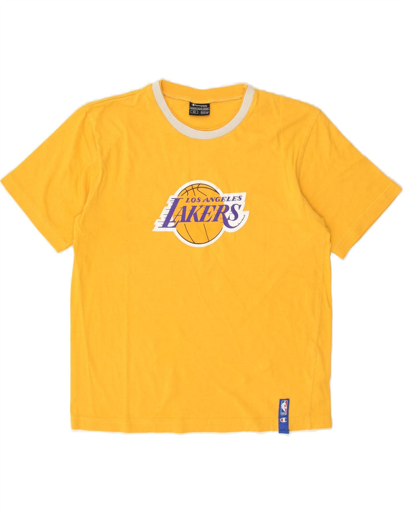 CHAMPION Boys Lakers Graphic T-Shirt Top 11-12 Years Yellow Cotton | Vintage Champion | Thrift | Second-Hand Champion | Used Clothing | Messina Hembry 