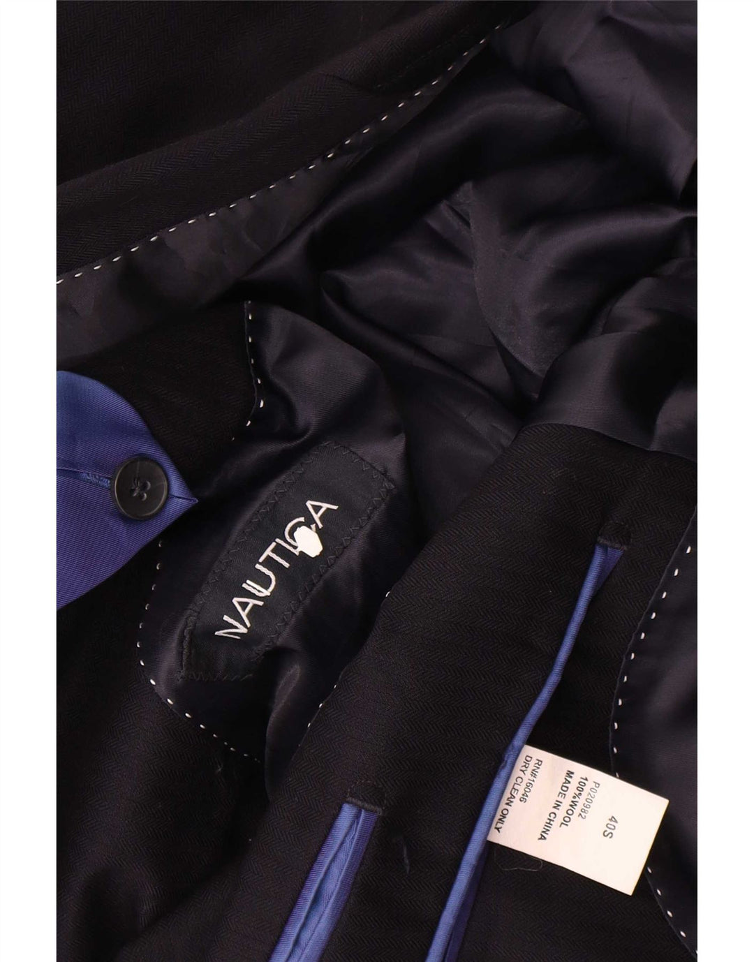 Nautica Mens 2 Button Blazer Jacket UK 40 Large Navy Blue Wool