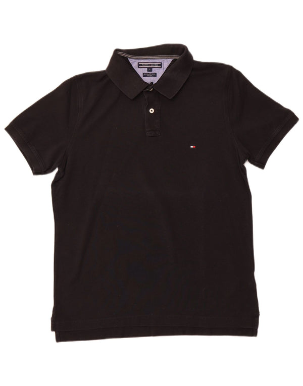 TOMMY HILFIGER Womens Slim Fit Polo Shirt Large Black Cotton