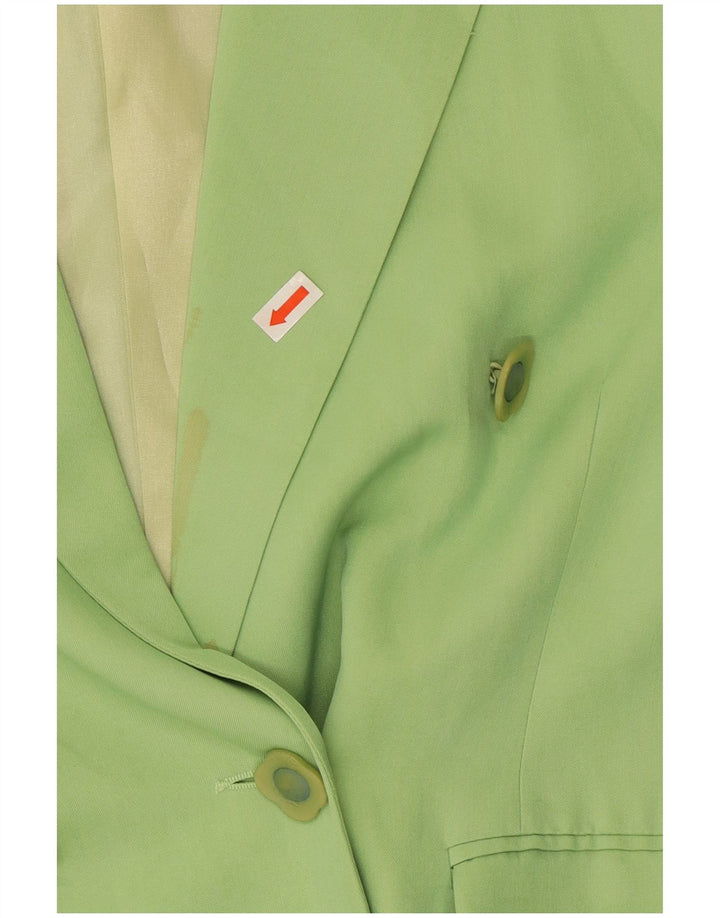 SUPERIOR Womens Double Breasted Blazer Jacket IT 44 Medium Green Silk