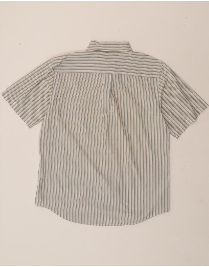 DOCKERS Mens Short Sleeve Shirt Medium White Striped Cotton Vintage Dockers and Second-Hand Dockers from Messina Hembry 