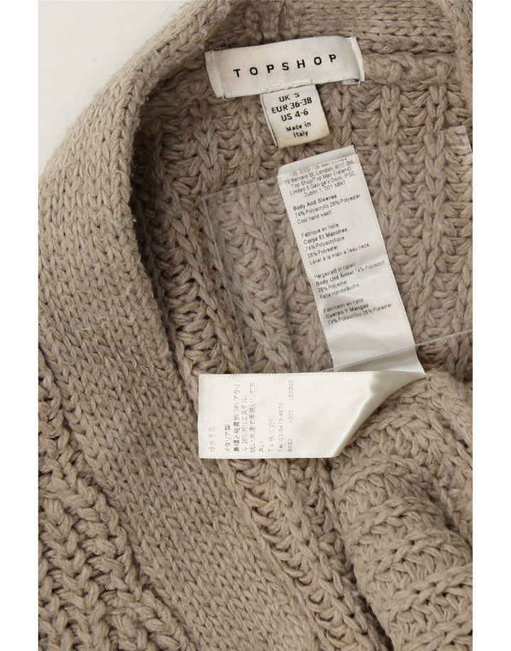 TOPSHOP Womens Oversized Longline Open Cardigan Sweater UK 10 Small Beige Vintage Topshop and Second-Hand Topshop from Messina Hembry 