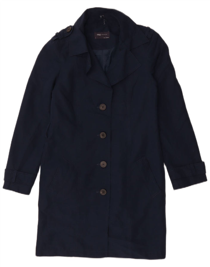 Marks & Spencer Womens Trench Coat UK 8 Small Navy Blue Polyester