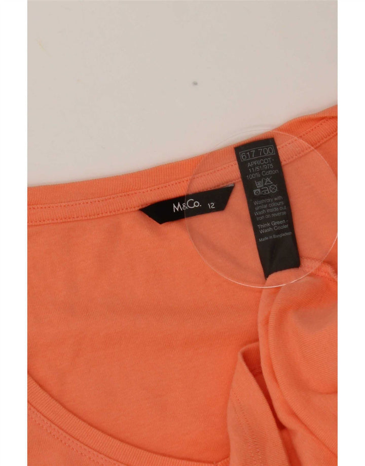 M&Co Womens T-Shirt Top UK 12 Medium Orange Cotton