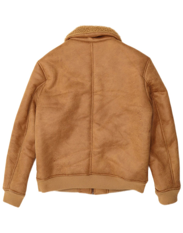 Piombo Mens Faux Fur Sherpa Jacket UK 38 Medium Beige Polyester