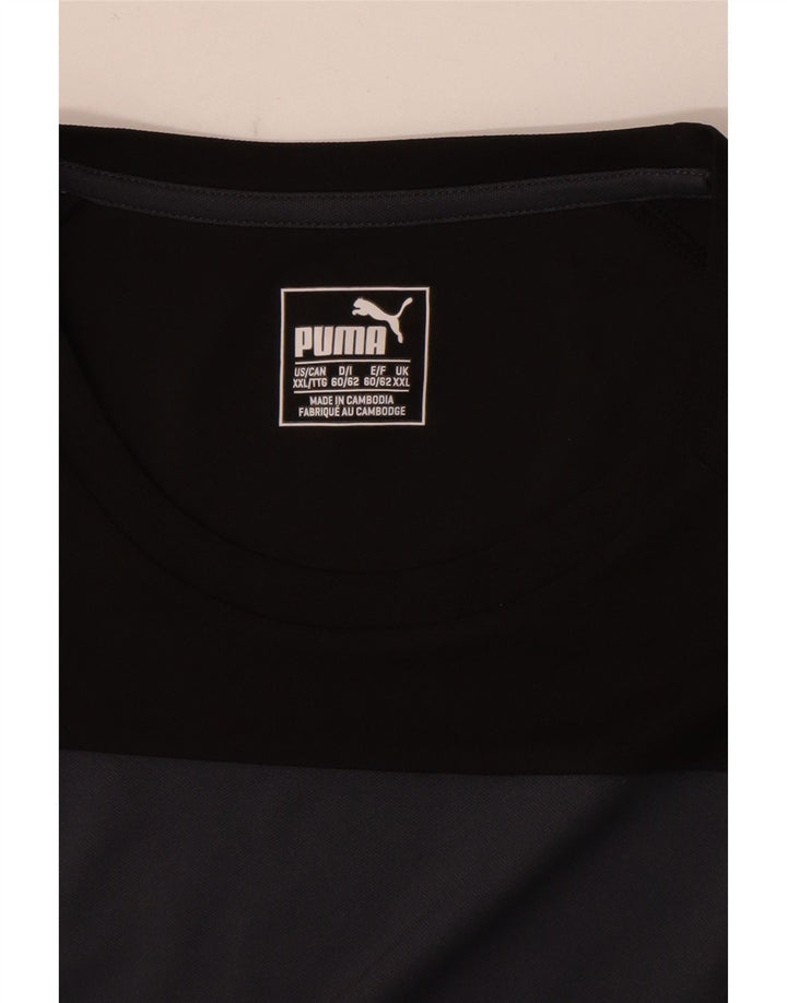 PUMA Mens T-Shirt Top 2XL Black Colourblock