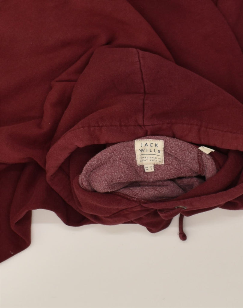 JACK WILLS Womens Loose Fit Graphic Hoodie Jumper UK 10 Small Burgundy | Vintage Jack Wills | Thrift | Second-Hand Jack Wills | Used Clothing | Messina Hembry 