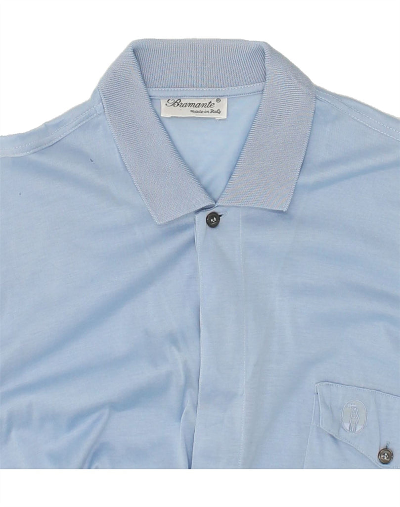 BRAMANTE Mens Short Sleeve Shirt Medium Blue Cotton Vintage Bramante and Second-Hand Bramante from Messina Hembry 