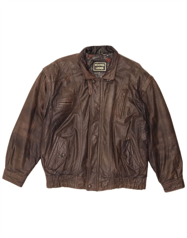 Vintage Mens Leather Jacket EU 48 Medium Brown Leather