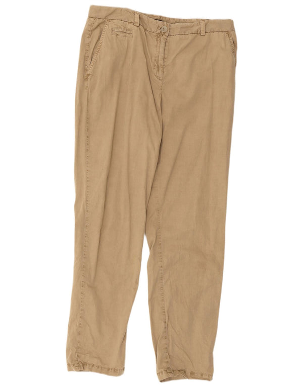 Marks & Spencer Womens Straight Chino Trousers UK 14 Large W32 L29 Beige