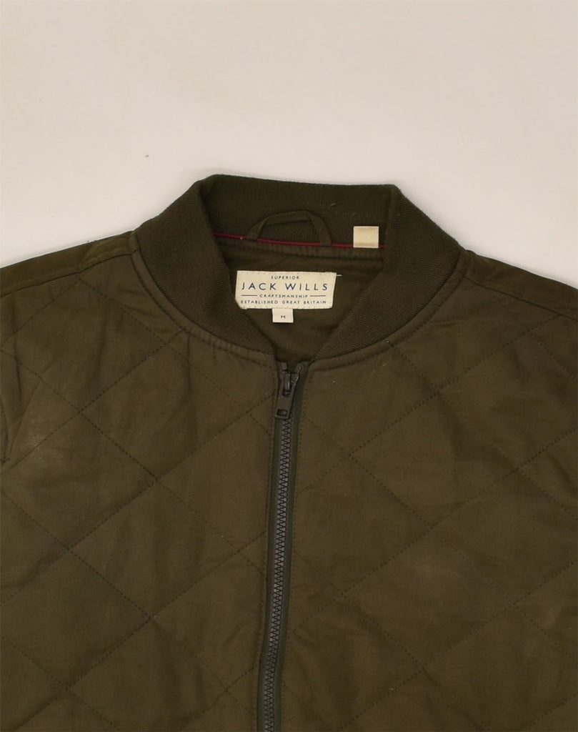 JACK WILLS Mens Quilted Bomber Jacket UK 38 Medium Khaki | Vintage Jack Wills | Thrift | Second-Hand Jack Wills | Used Clothing | Messina Hembry 