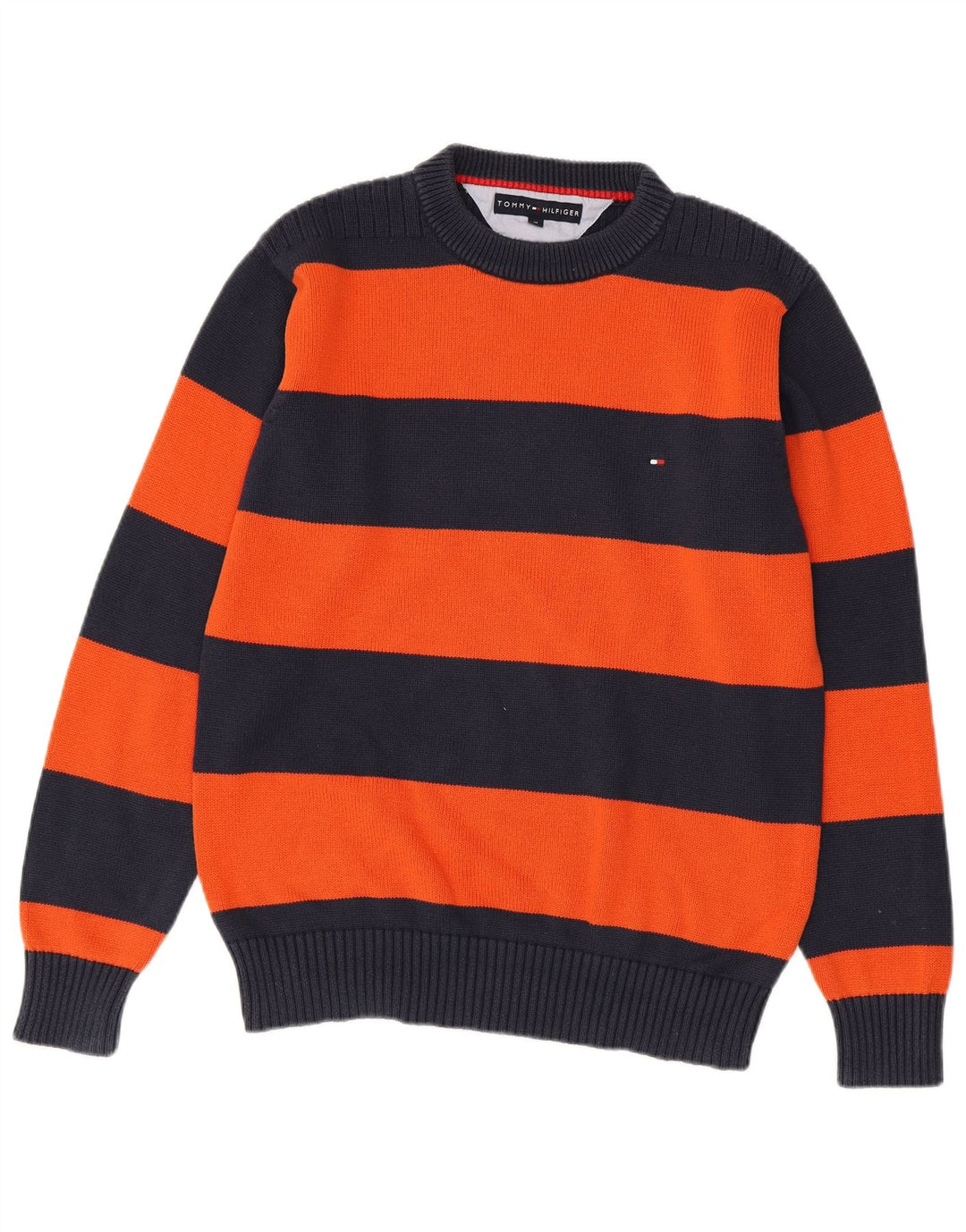 Tommy Hilfiger Mens Crew Neck Jumper Sweater Medium Navy Blue Colourblock