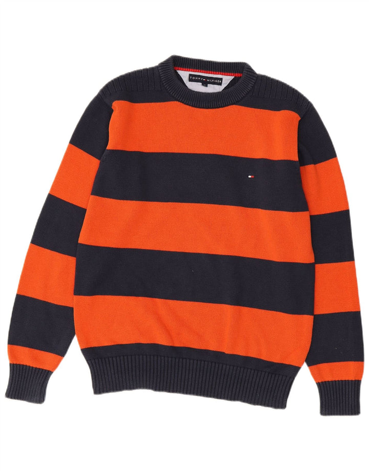 Tommy Hilfiger Mens Crew Neck Jumper Sweater Medium Navy Blue Colourblock