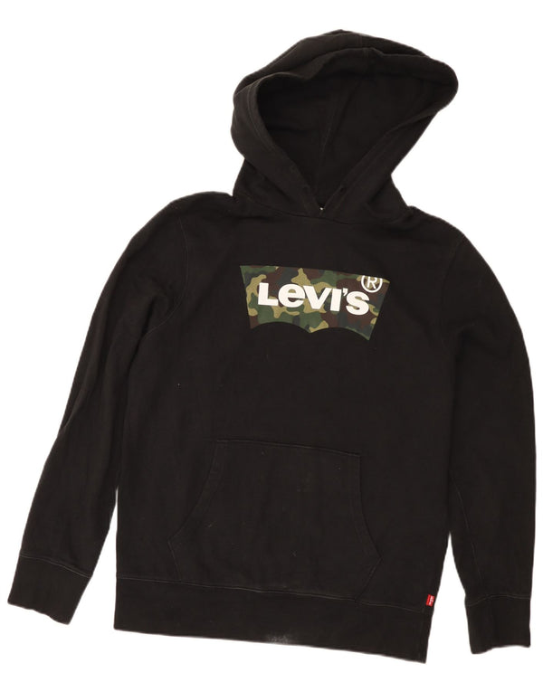Levi's Mens Graphic Hoodie Jumper Small Black Cotton