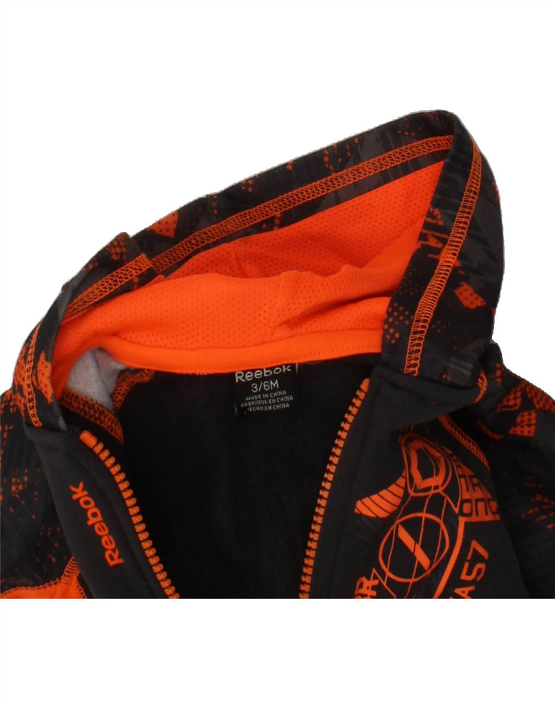 REEBOK Baby Boys Graphic Zip Hoodie Sweater 3-6 Months Black Polyester Vintage Reebok and Second-Hand Reebok from Messina Hembry 