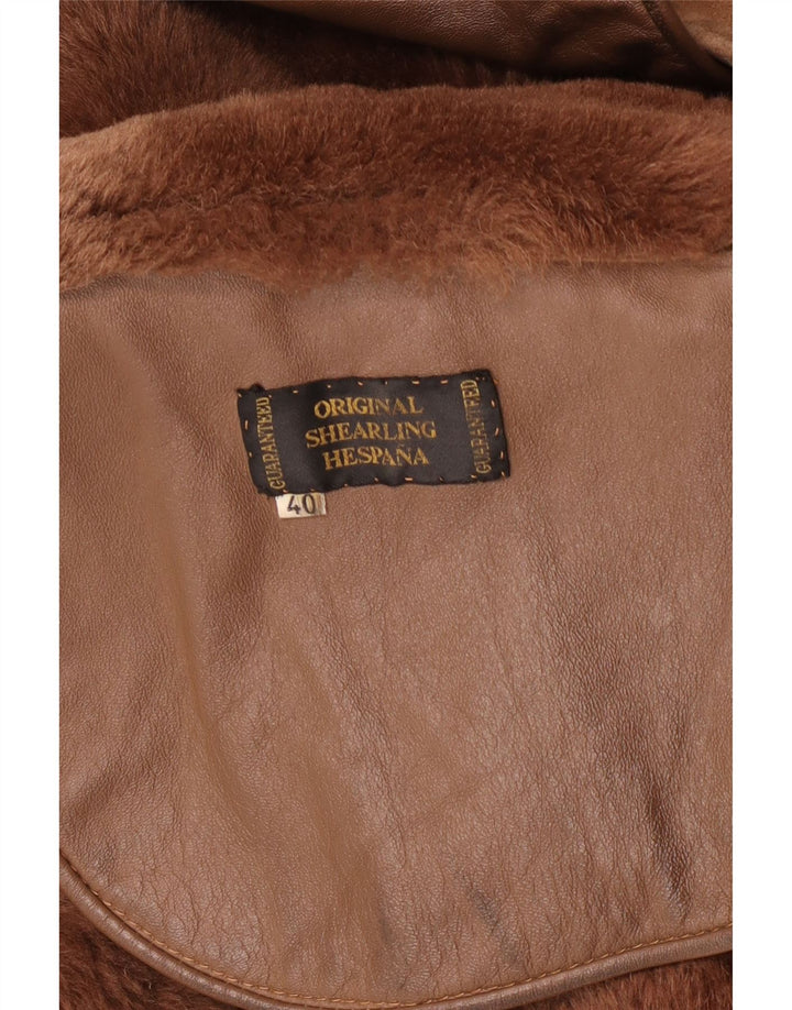 Vintage Womens Oversized Shearling Jacket EU 40 Medium Brown Shearling