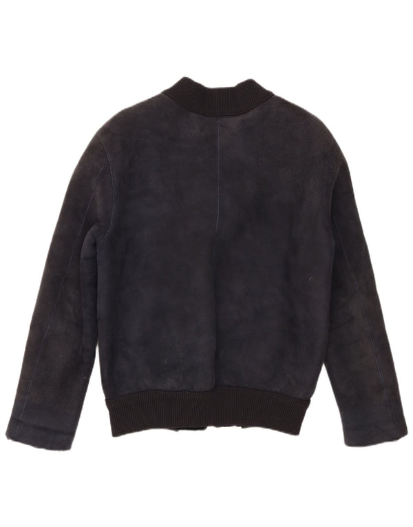 CPL1953 Womens Bomber Shearling Jacket UK 20 2XL  Navy Blue Shearling