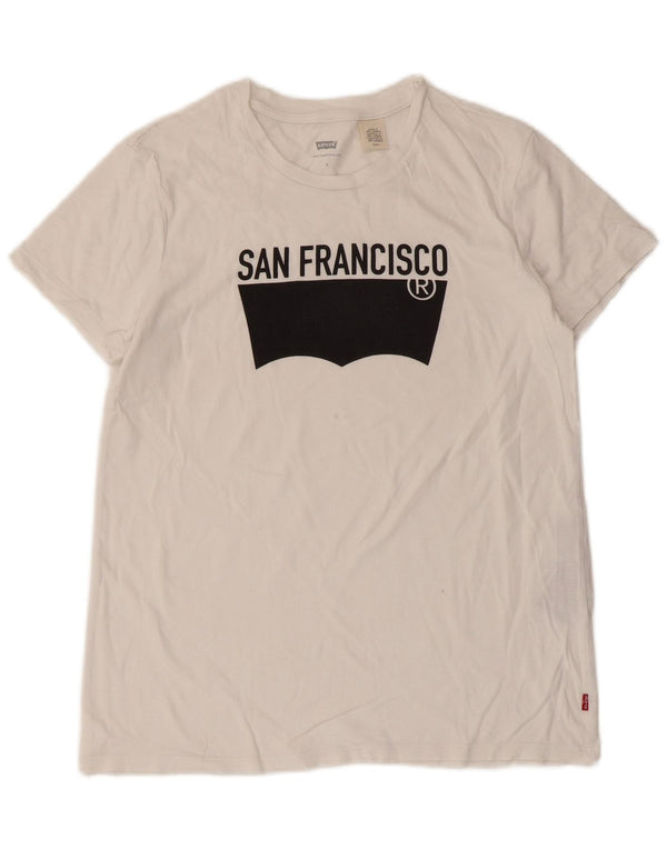 Levi's Womens Graphic T-Shirt Top UK 10 Small White Cotton