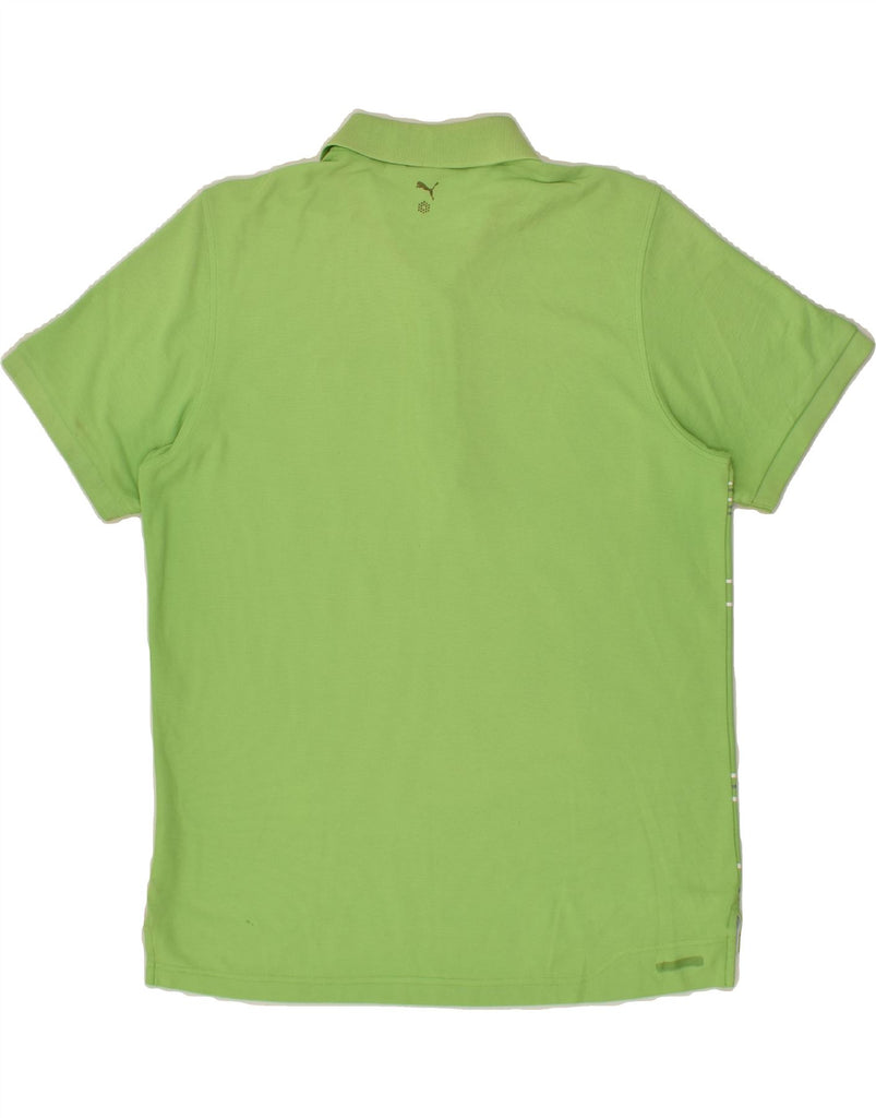 PUMA Mens Polo Shirt Large Green Check Cotton | Vintage Puma | Thrift | Second-Hand Puma | Used Clothing | Messina Hembry 