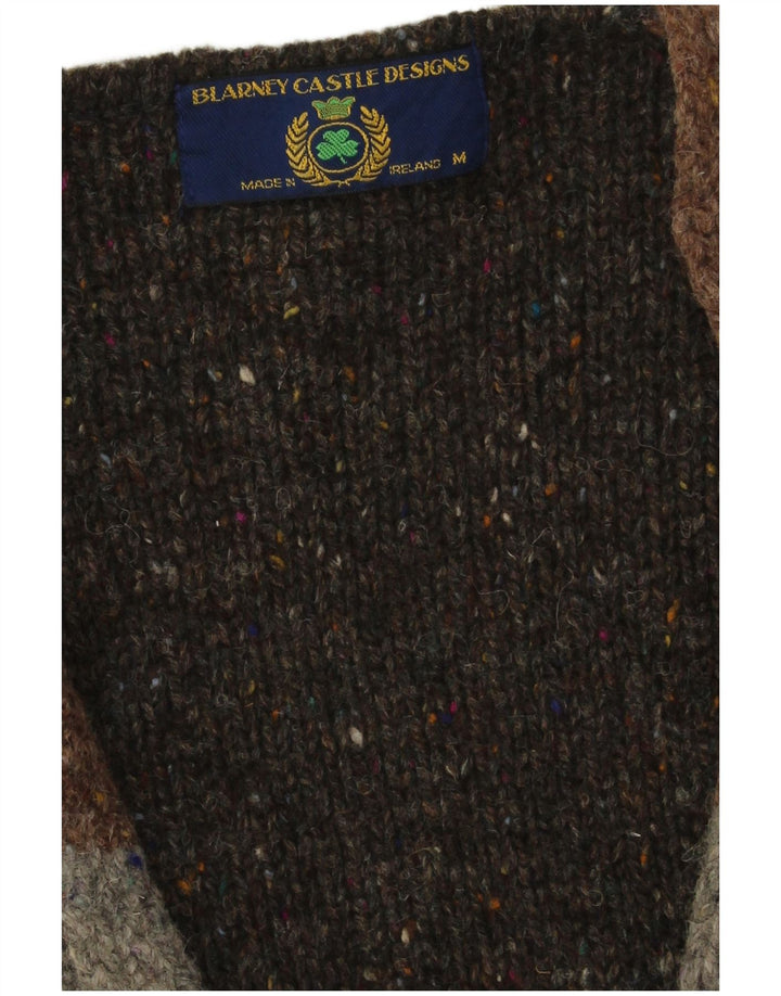 Blarney Castle Mens Cardigan Sweater Medium Grey Colourblock New Wool